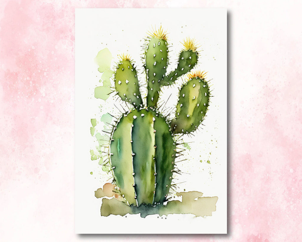 Cactus Plant Print Watercolor Painting Botanical Wall Art Southwest Artwork Gift Rustic Desert Home Decor