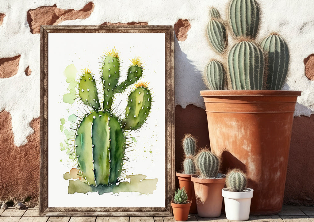 Cactus Plant Print Watercolor Painting Botanical Wall Art Southwest Artwork Gift Rustic Desert Home Decor