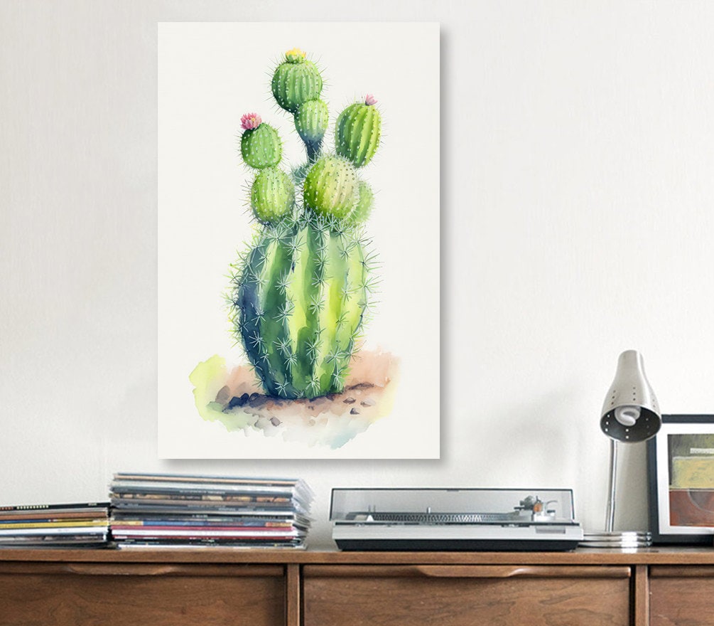 Cactus Plant Print Watercolor Painting Botanical Wall Art Southwest Artwork Gift Rustic Desert Home Decor