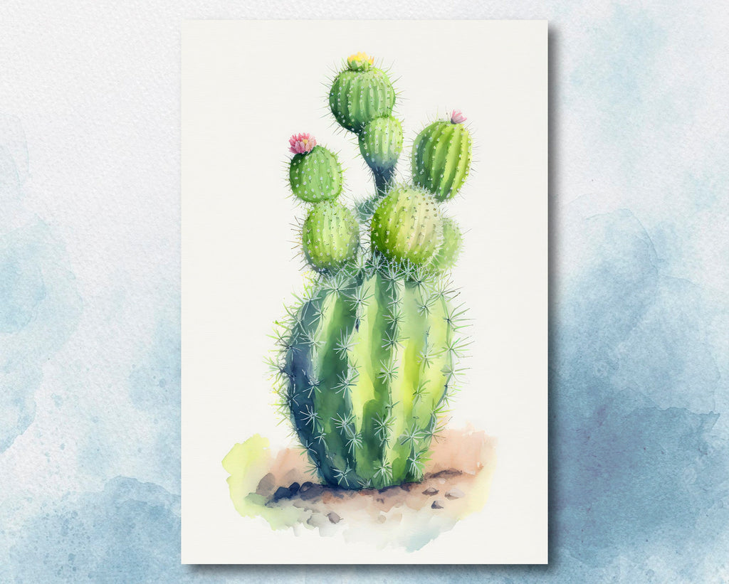 Cactus Plant Print Watercolor Painting Botanical Wall Art Southwest Artwork Gift Rustic Desert Home Decor