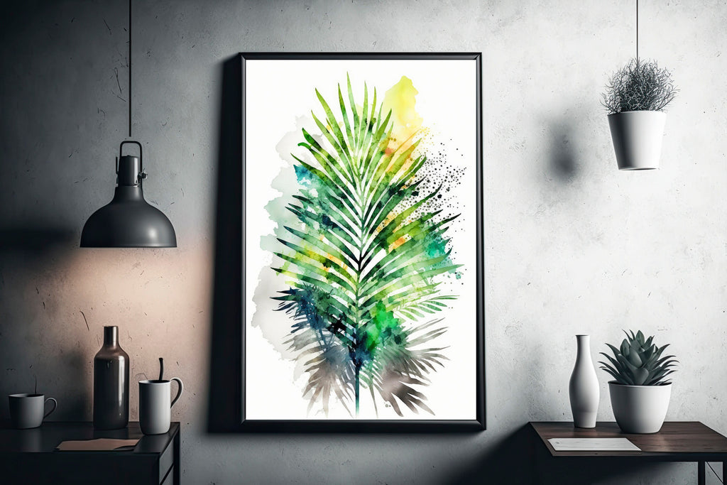 Palm Leaf Watercolor Print Botanical Nature Wall Art Palm Frond Plant Art Gift Tropical Jungle Home Decor