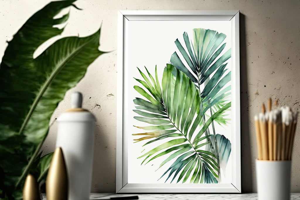 Palm Leaf Watercolor Print Botanical Nature Wall Art Palm Frond Plant Art Gift Tropical Jungle Home Decor