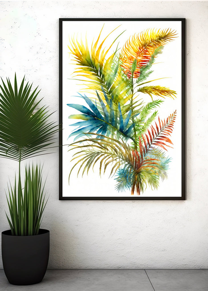 Palm Leaf Watercolor Print Botanical Nature Wall Art Palm Frond Plant Art Gift Tropical Jungle Home Decor