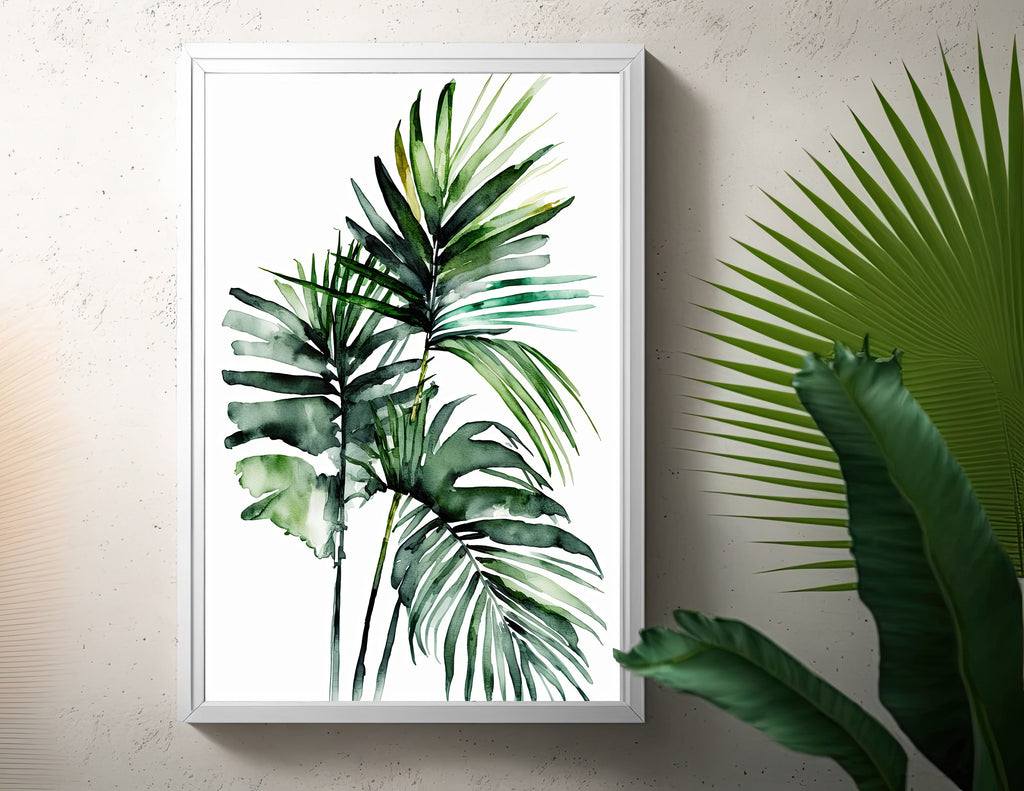 Palm Leaf Watercolor Print Botanical Nature Wall Art Palm Frond Plant Art Gift Tropical Jungle Home Decor