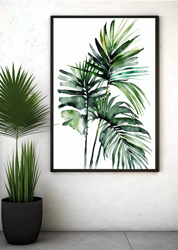 Palm Leaf Watercolor Print Botanical Nature Wall Art Palm Frond Plant Art Gift Tropical Jungle Home Decor