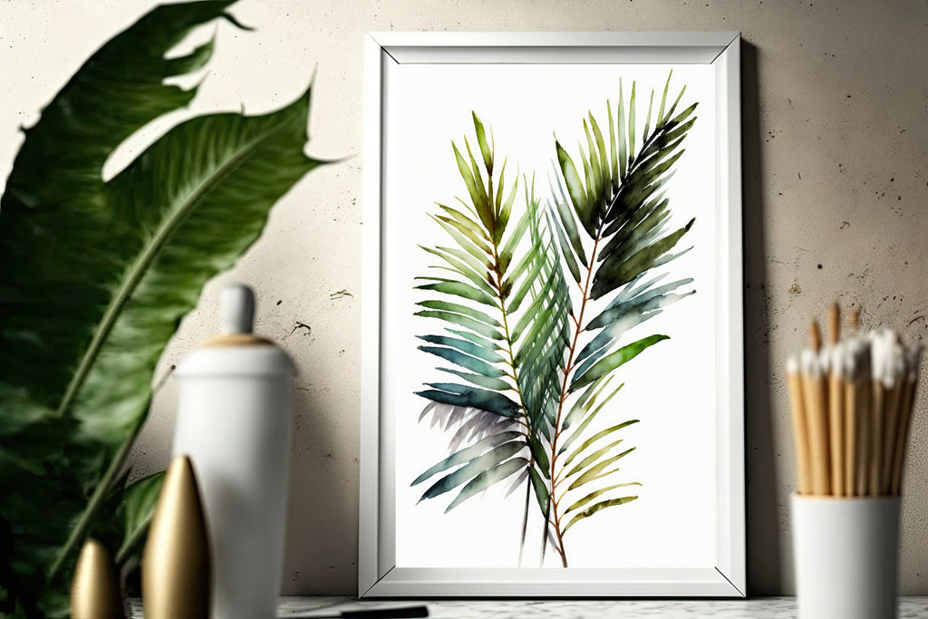 Palm Leaf Watercolor Print Botanical Nature Wall Art Palm Frond Plant Art Gift Tropical Jungle Home Decor