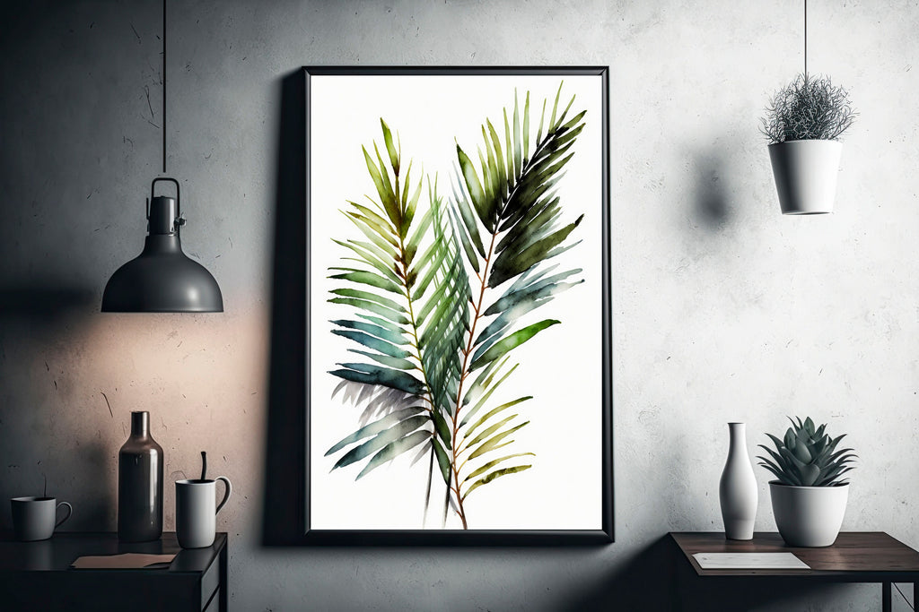 Palm Leaf Watercolor Print Botanical Nature Wall Art Palm Frond Plant Art Gift Tropical Jungle Home Decor