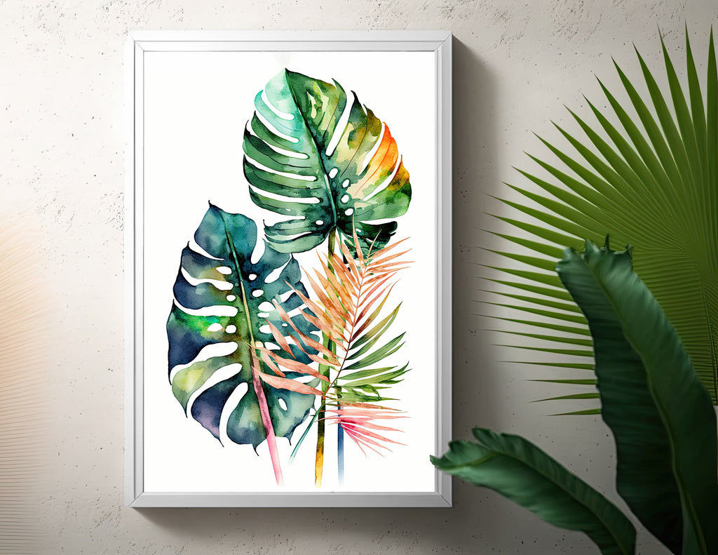 Palm Leaf Watercolor Print Botanical Nature Wall Art Palm Frond Plant Art Gift Tropical Jungle Home Decor