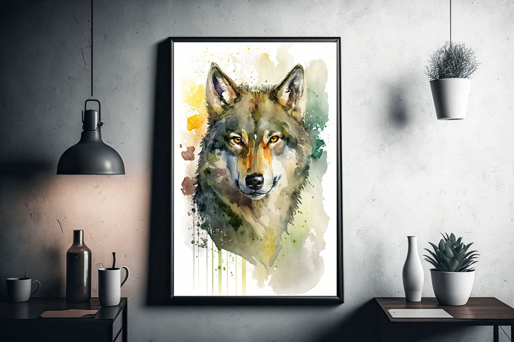 Wolf Watercolor Print Forest Wall Art Nature Wildlife Gift Wild Animal Painting Woodland Home Decor