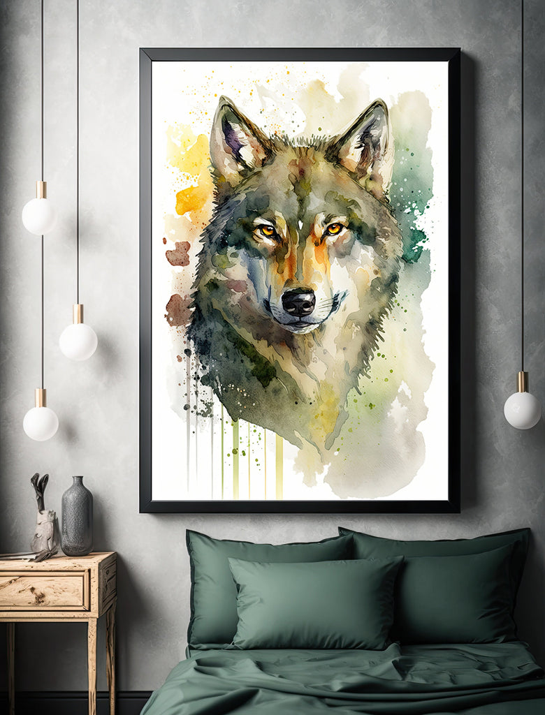 Wolf Watercolor Print Forest Wall Art Nature Wildlife Gift Wild Animal Painting Woodland Home Decor