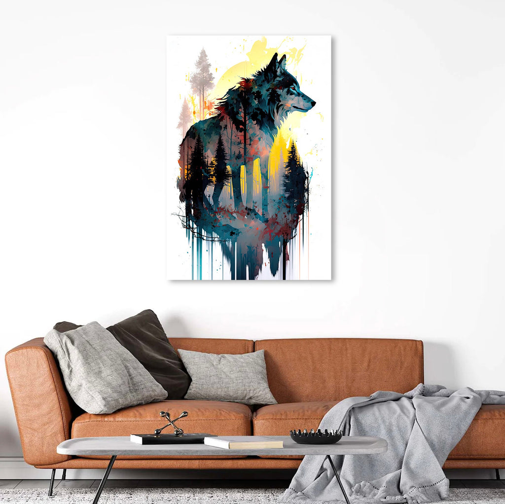 Wolf Watercolor Print Forest Wall Art Nature Wildlife Gift Wild Animal Painting Woodland Home Decor