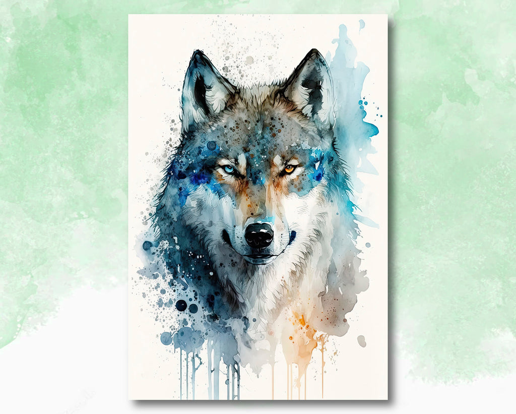 Wolf Watercolor Print Forest Wall Art Nature Wildlife Gift Wild Animal Painting Woodland Home Decor