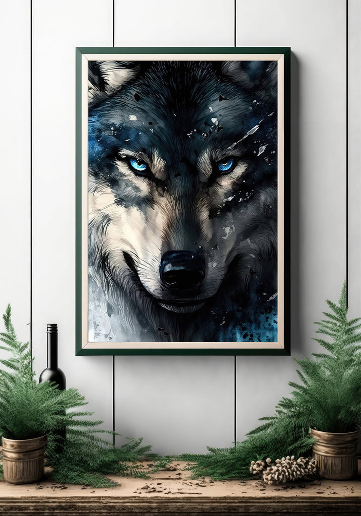 Wolf Watercolor Print Forest Wall Art Nature Wildlife Gift Wild Animal Painting Woodland Home Decor