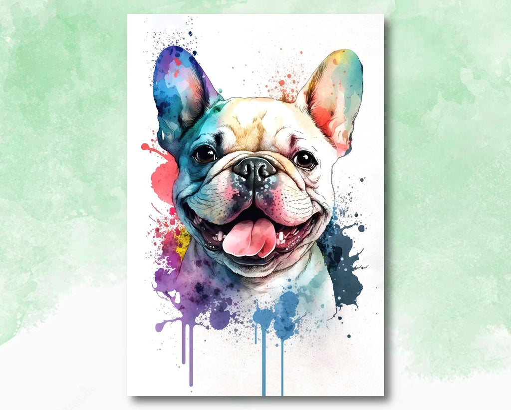 French Bulldog Watercolor Print Cute Pet Keepsake Wall Art Dog Lover Gift Adorable Canine Home Decor for Puppy Dog Lovers!