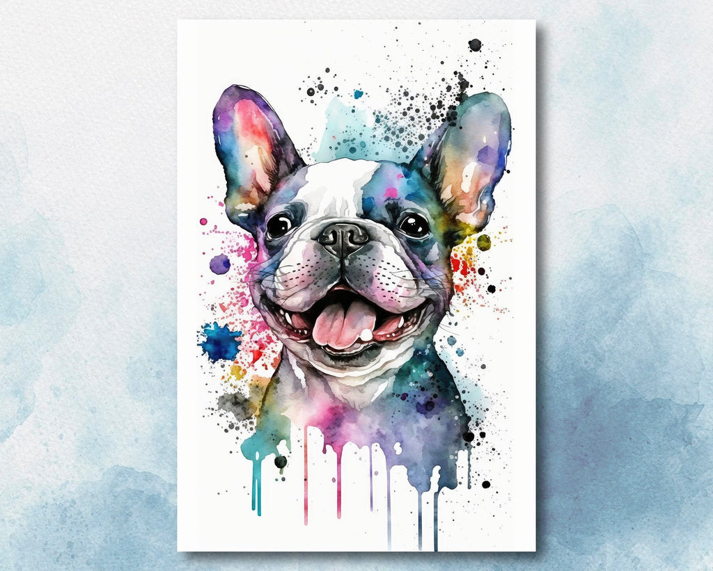 French Bulldog Watercolor Print Cute Pet Keepsake Wall Art Dog Lover Gift Adorable Canine Home Decor for Puppy Dog Lovers!