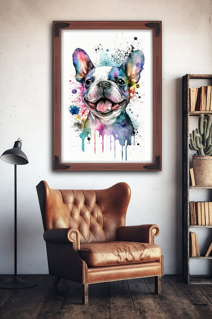 French Bulldog Watercolor Print Cute Pet Keepsake Wall Art Dog Lover Gift Adorable Canine Home Decor for Puppy Dog Lovers!