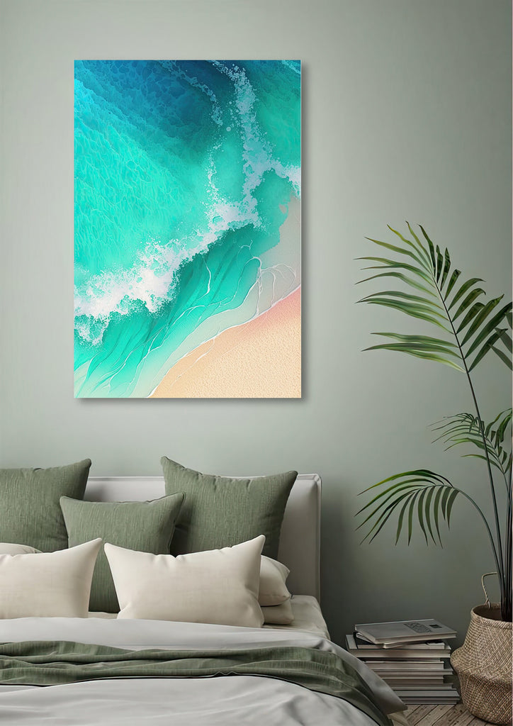 Beach Ocean Waves Print Colorful Watercolor Wall Art Tropical Nature Gift Coastal Landscape Home Decor