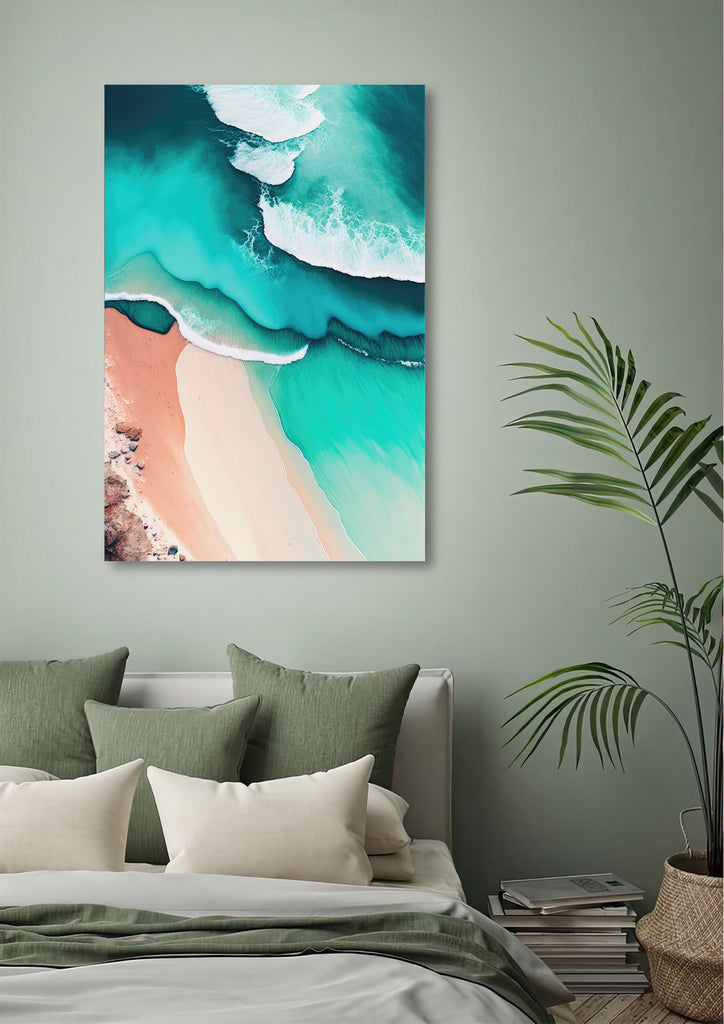 Beach Ocean Waves Print Colorful Watercolor Wall Art Tropical Nature Gift Coastal Landscape Home Decor