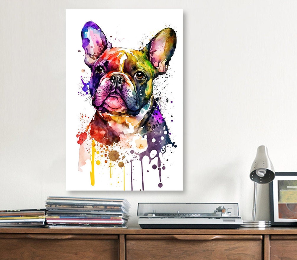 French Bulldog Watercolor Print Cute Pet Keepsake Wall Art Dog Lover Gift Adorable Canine Home Decor for Puppy Dog Lovers!