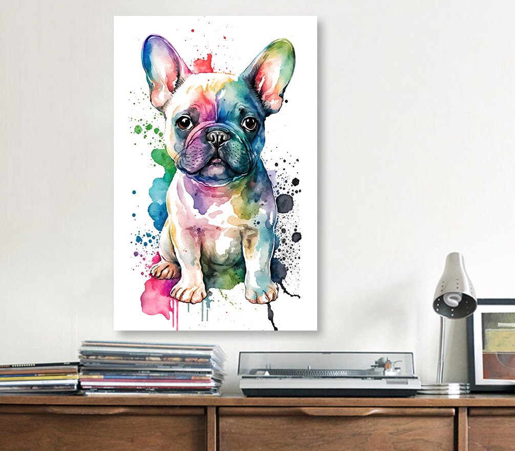 French Bulldog Watercolor Print Cute Pet Keepsake Wall Art Dog Lover Gift Adorable Canine Home Decor for Puppy Dog Lovers!