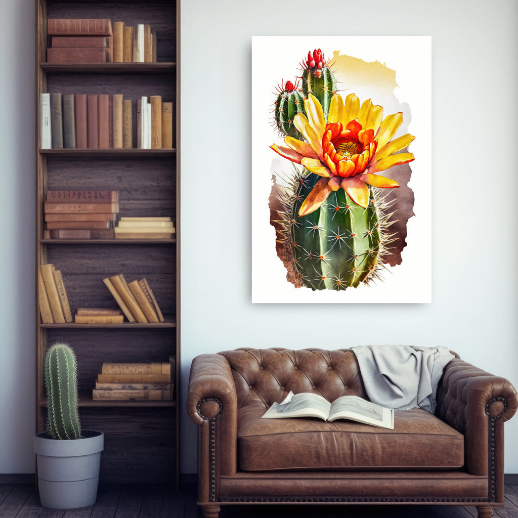 Cactus Plant Flower Print Watercolor Painting Botanical Wall Art Southwest Artwork Gift Rustic Desert Home Decor