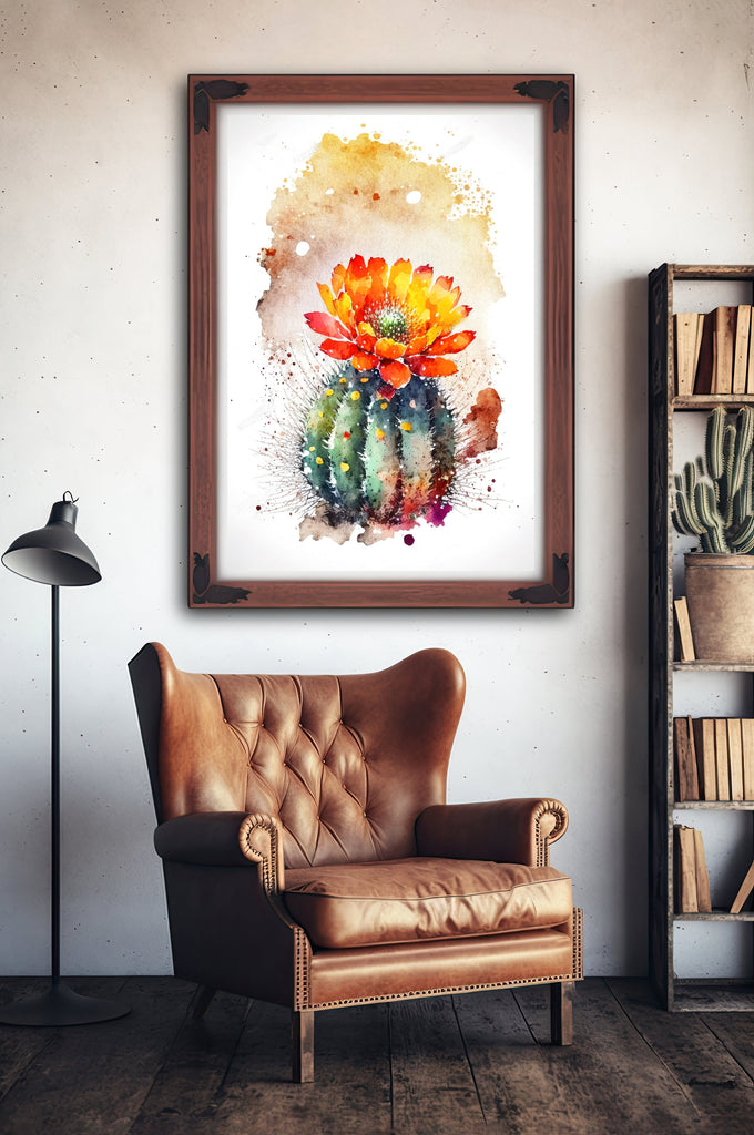 Cactus Plant Flower Print Watercolor Painting Botanical Wall Art Southwest Artwork Gift Rustic Desert Home Decor