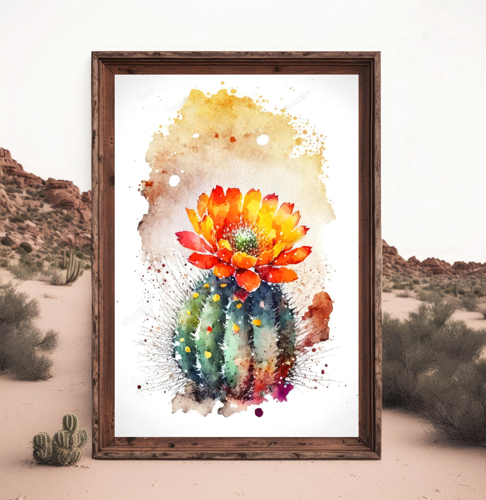 Cactus Plant Flower Print Watercolor Painting Botanical Wall Art Southwest Artwork Gift Rustic Desert Home Decor