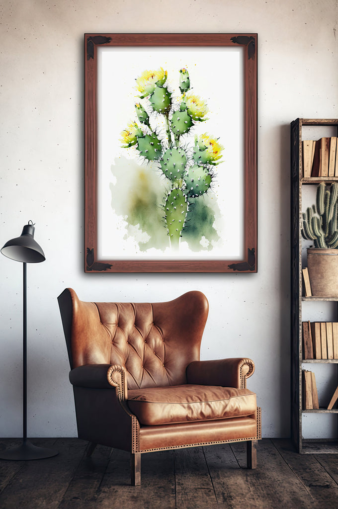 Cactus Plant Flower Print Watercolor Painting Botanical Wall Art Southwest Artwork Gift Rustic Desert Home Decor