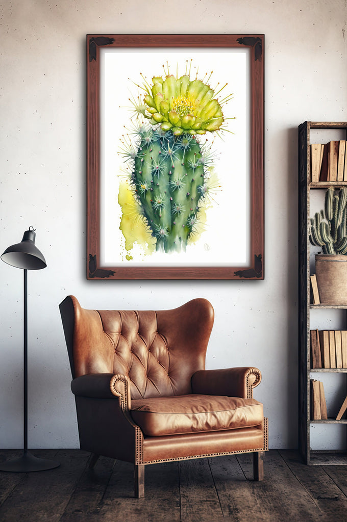 Cactus Plant Flower Print Watercolor Painting Botanical Wall Art Southwest Artwork Gift Rustic Desert Home Decor