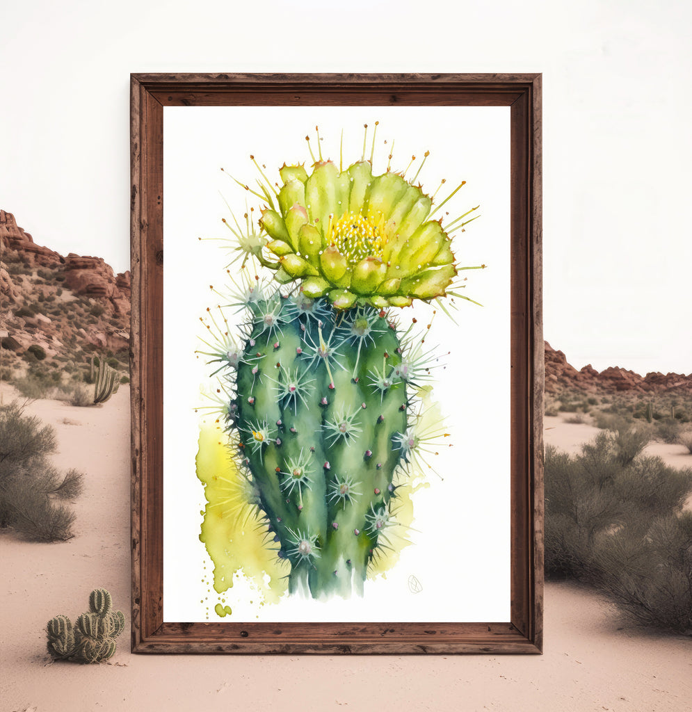 Cactus Plant Flower Print Watercolor Painting Botanical Wall Art Southwest Artwork Gift Rustic Desert Home Decor