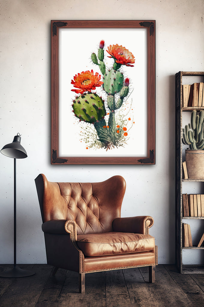 Cactus Plant Flower Print Watercolor Painting Botanical Wall Art Southwest Artwork Gift Rustic Desert Home Decor