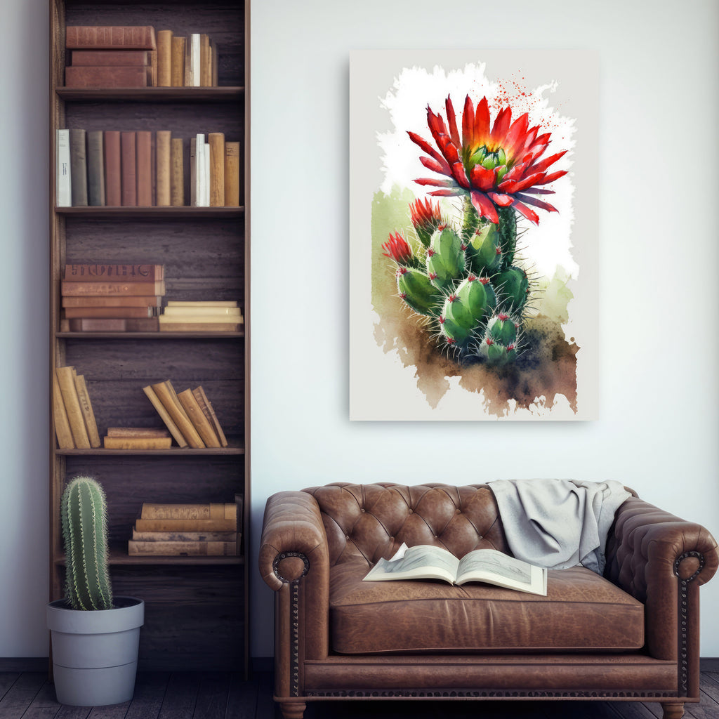 Cactus Plant Flower Print Watercolor Painting Botanical Wall Art Southwest Artwork Gift Rustic Desert Home Decor