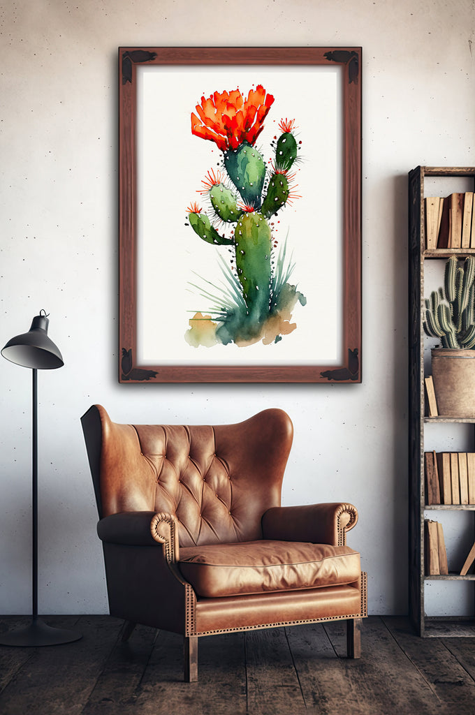 Cactus Plant Flower Print Watercolor Painting Botanical Wall Art Southwest Artwork Gift Rustic Desert Home Decor