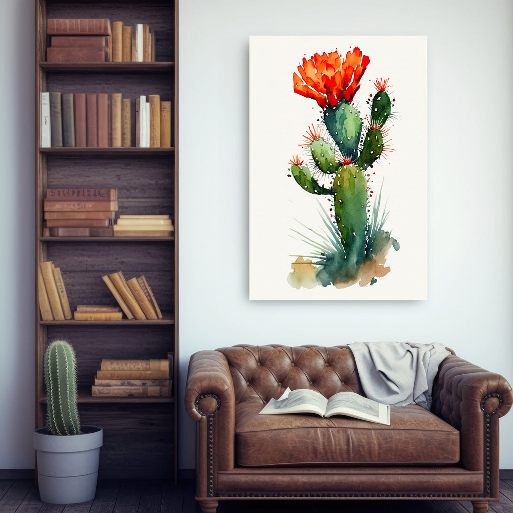 Cactus Plant Flower Print Watercolor Painting Botanical Wall Art Southwest Artwork Gift Rustic Desert Home Decor