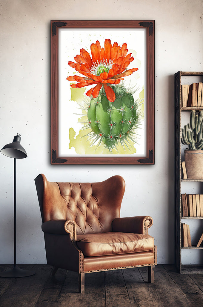 Cactus Plant Flower Print Watercolor Painting Botanical Wall Art Southwest Artwork Gift Rustic Desert Home Decor