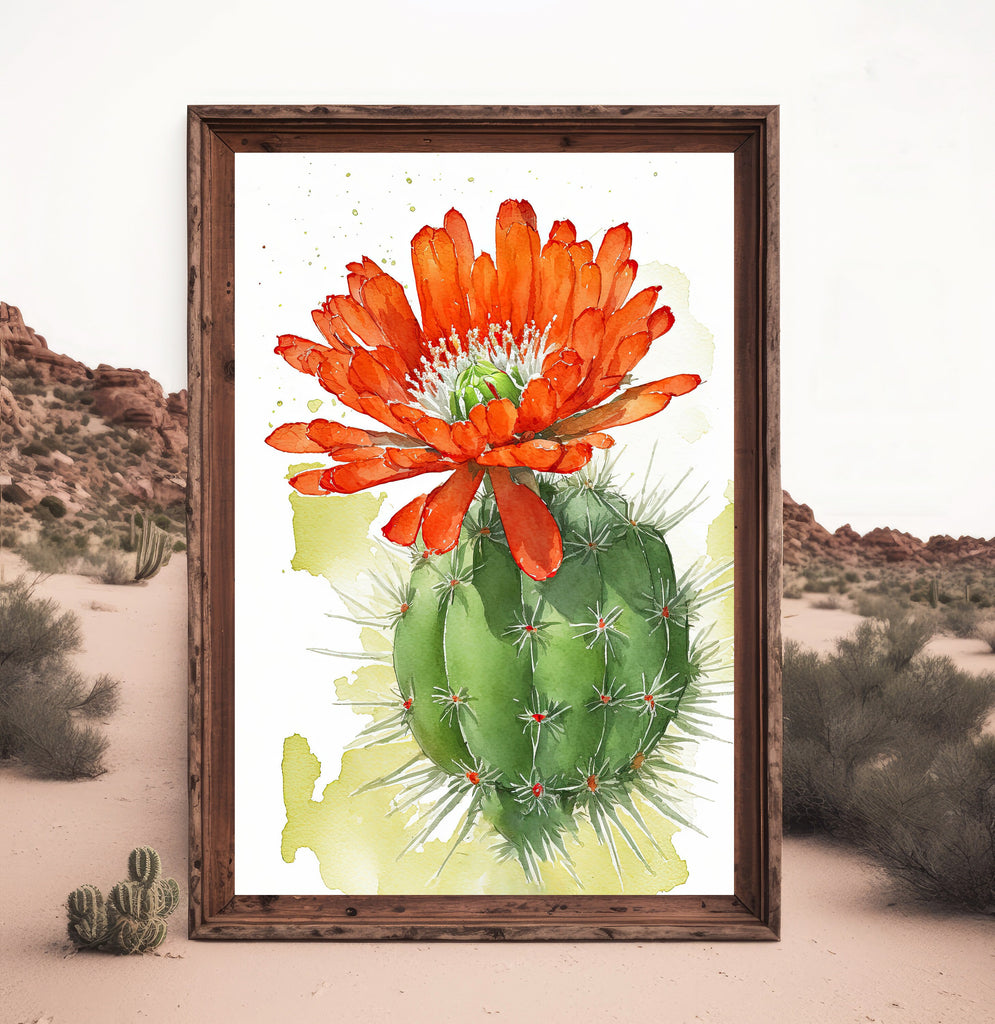 Cactus Plant Flower Print Watercolor Painting Botanical Wall Art Southwest Artwork Gift Rustic Desert Home Decor