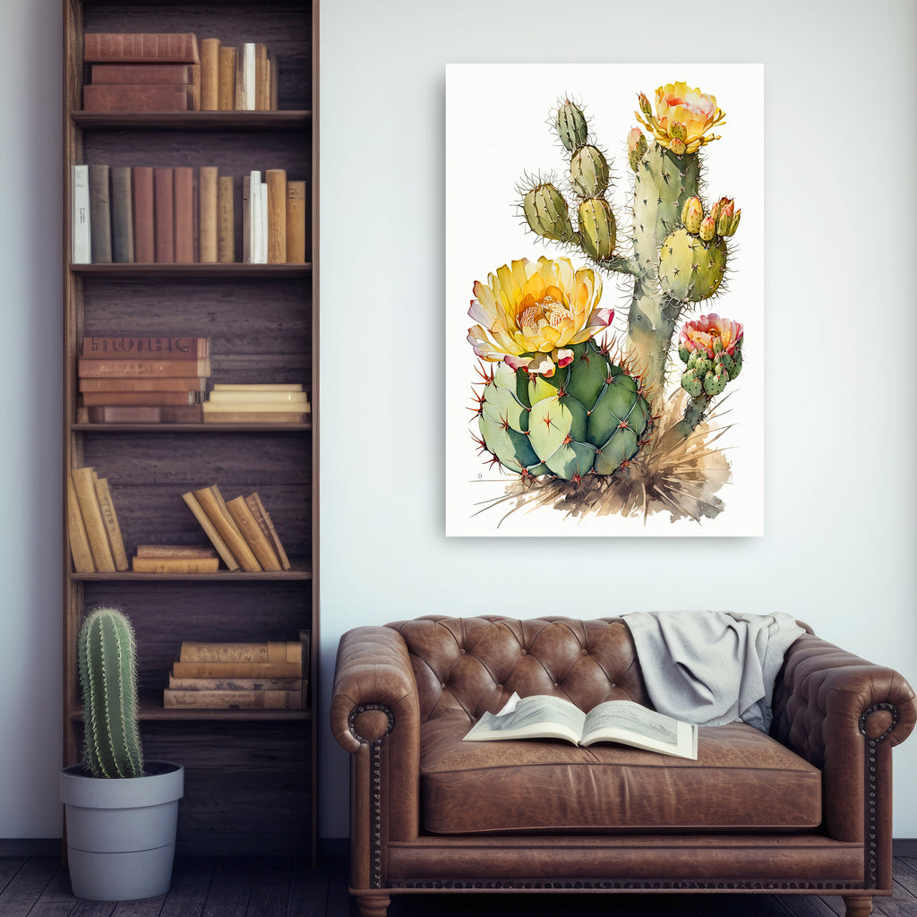 Cactus Plant Flower Print Watercolor Painting Botanical Wall Art Southwest Artwork Gift Rustic Desert Home Decor