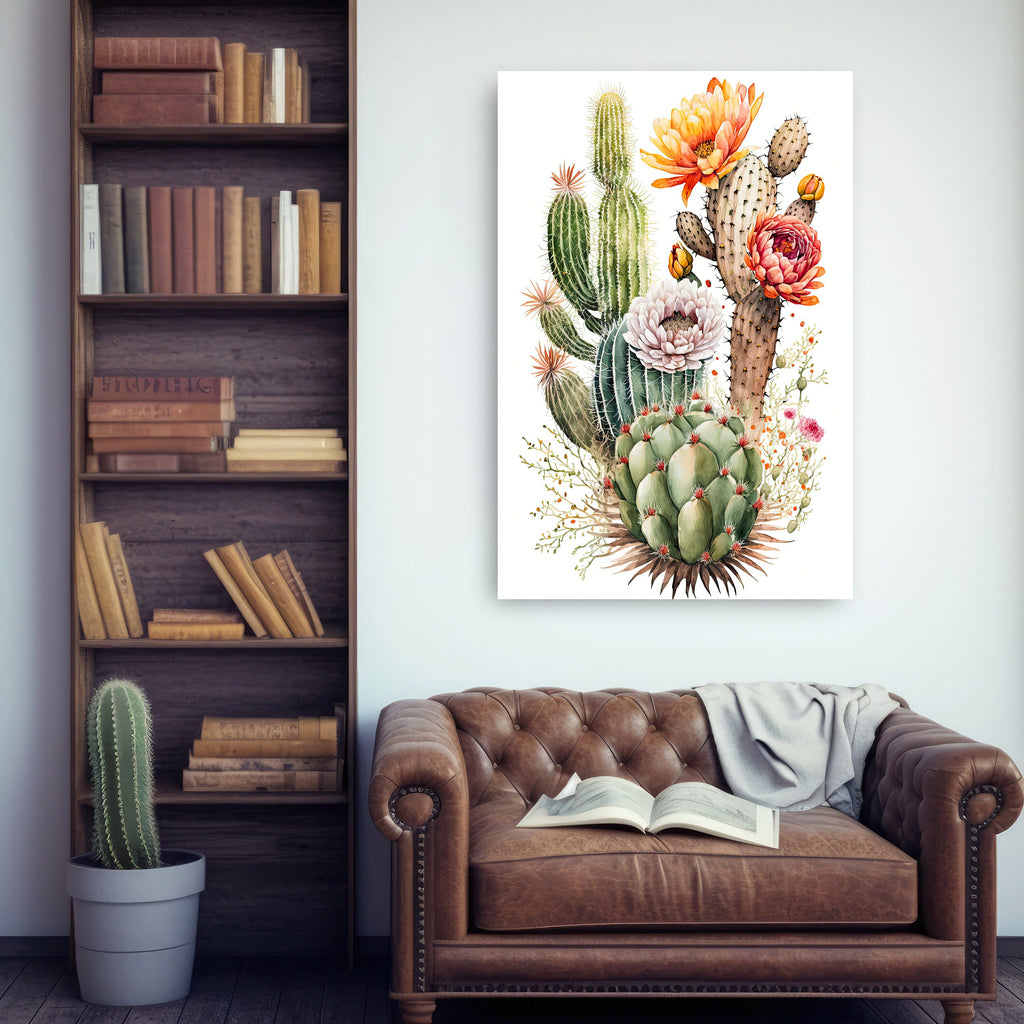 Cactus Plant Flower Print Watercolor Painting Botanical Wall Art Southwest Artwork Gift Rustic Desert Home Decor