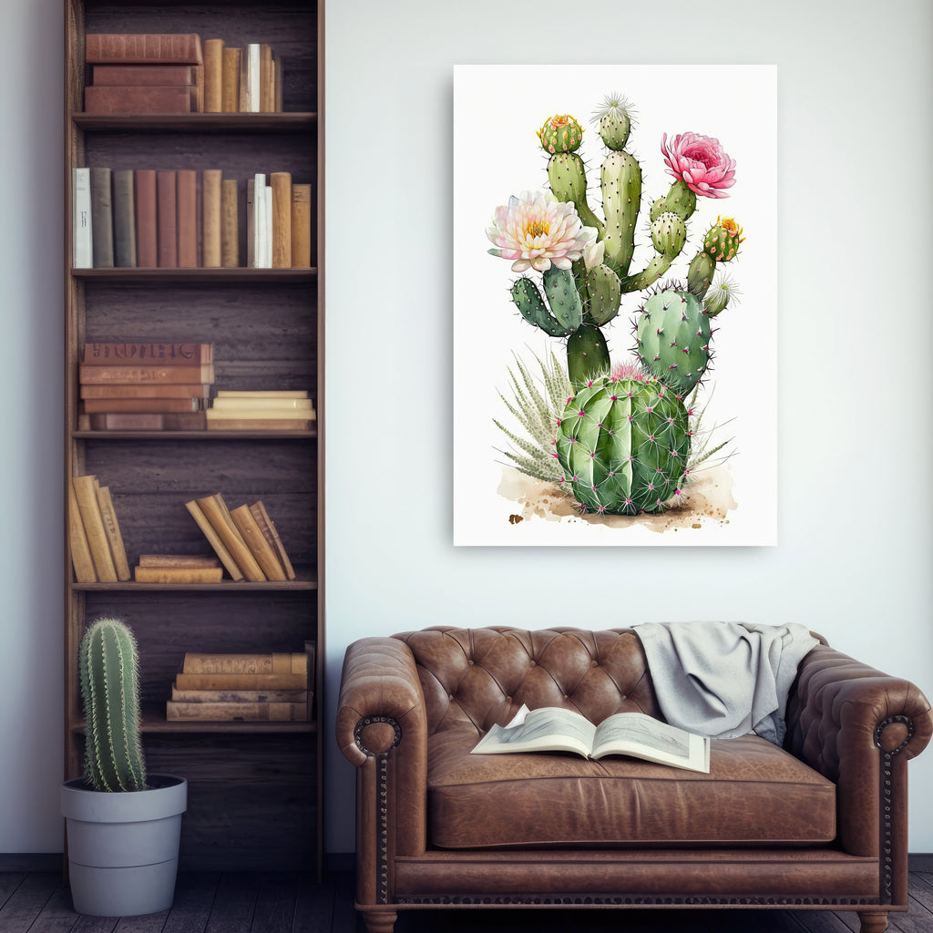 Cactus Plant Flower Print Watercolor Painting Botanical Wall Art Southwest Artwork Gift Rustic Desert Home Decor