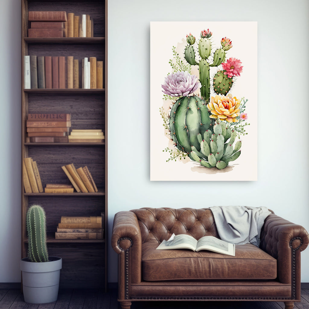 Cactus Plant Flower Print Watercolor Painting Botanical Wall Art Southwest Artwork Gift Rustic Desert Home Decor