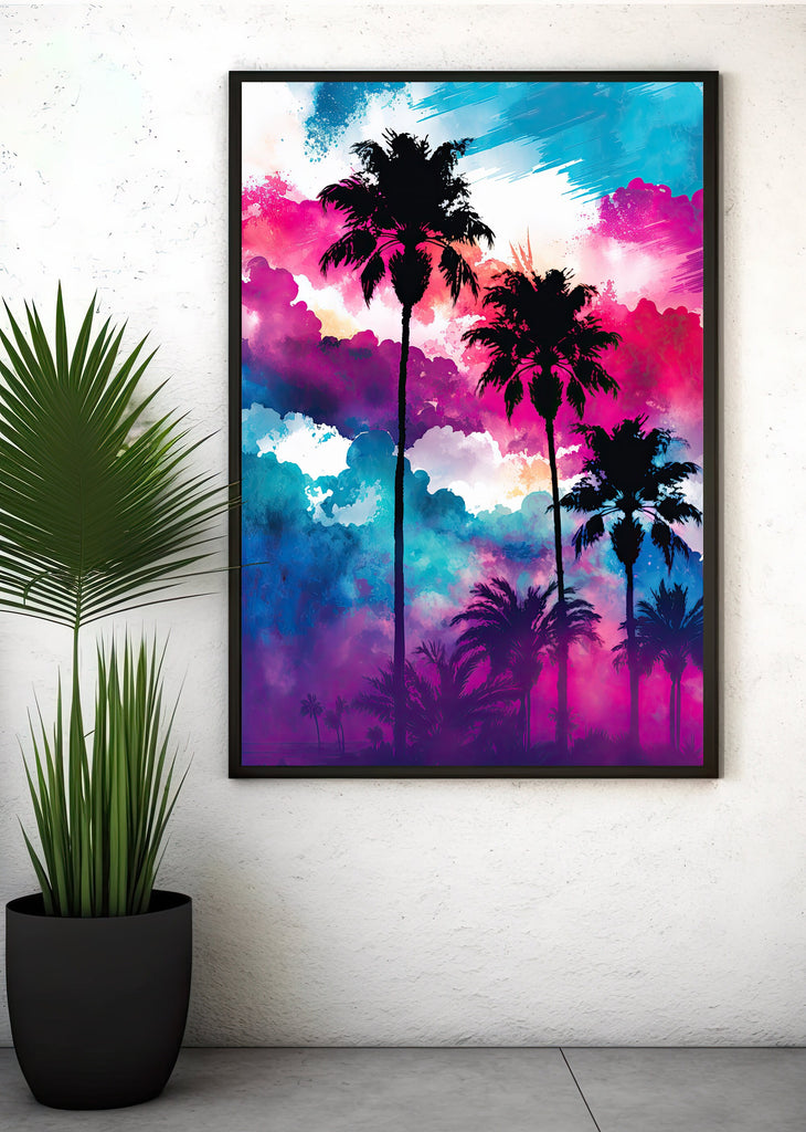 Palm Tree Sunset Art Print Watercolor Coastal Wall Art Nature Inspired Gift Tropical Beach House Home Decor