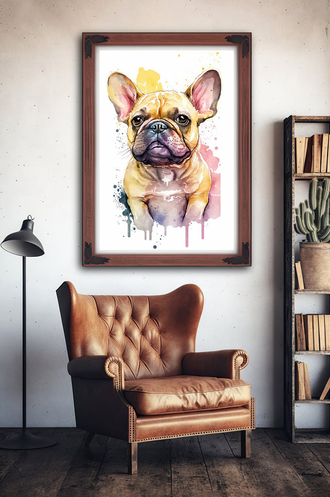 French Bulldog Watercolor Print Cute Pet Keepsake Wall Art Dog Lover Gift Adorable Canine Home Decor for Puppy Dog Lovers!