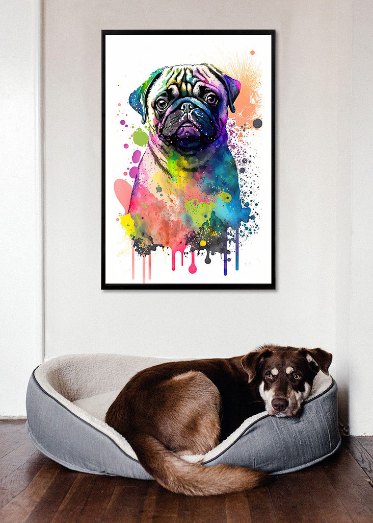 Pug Dog Watercolor Print Cute Pet Keepsake Wall Art Dog Lover Gift Adorable Canine Home Decor for Puppy Dog Lovers!