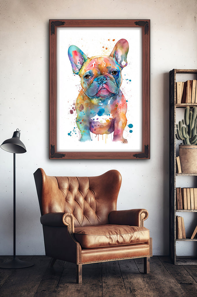 French Bulldog Watercolor Print Cute Pet Keepsake Wall Art Dog Lover Gift Adorable Canine Home Decor for Puppy Dog Lovers!