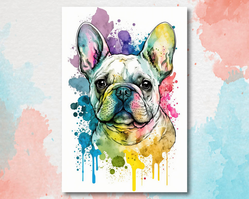 French Bulldog Watercolor Print Cute Pet Keepsake Wall Art Dog Lover Gift Adorable Canine Home Decor for Puppy Dog Lovers!