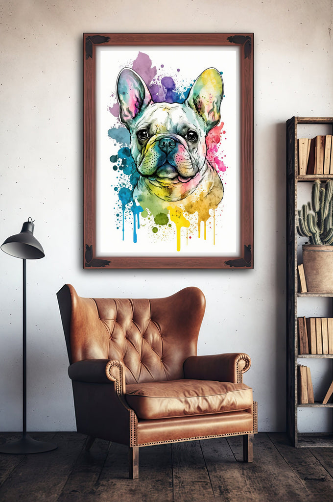 French Bulldog Watercolor Print Cute Pet Keepsake Wall Art Dog Lover Gift Adorable Canine Home Decor for Puppy Dog Lovers!