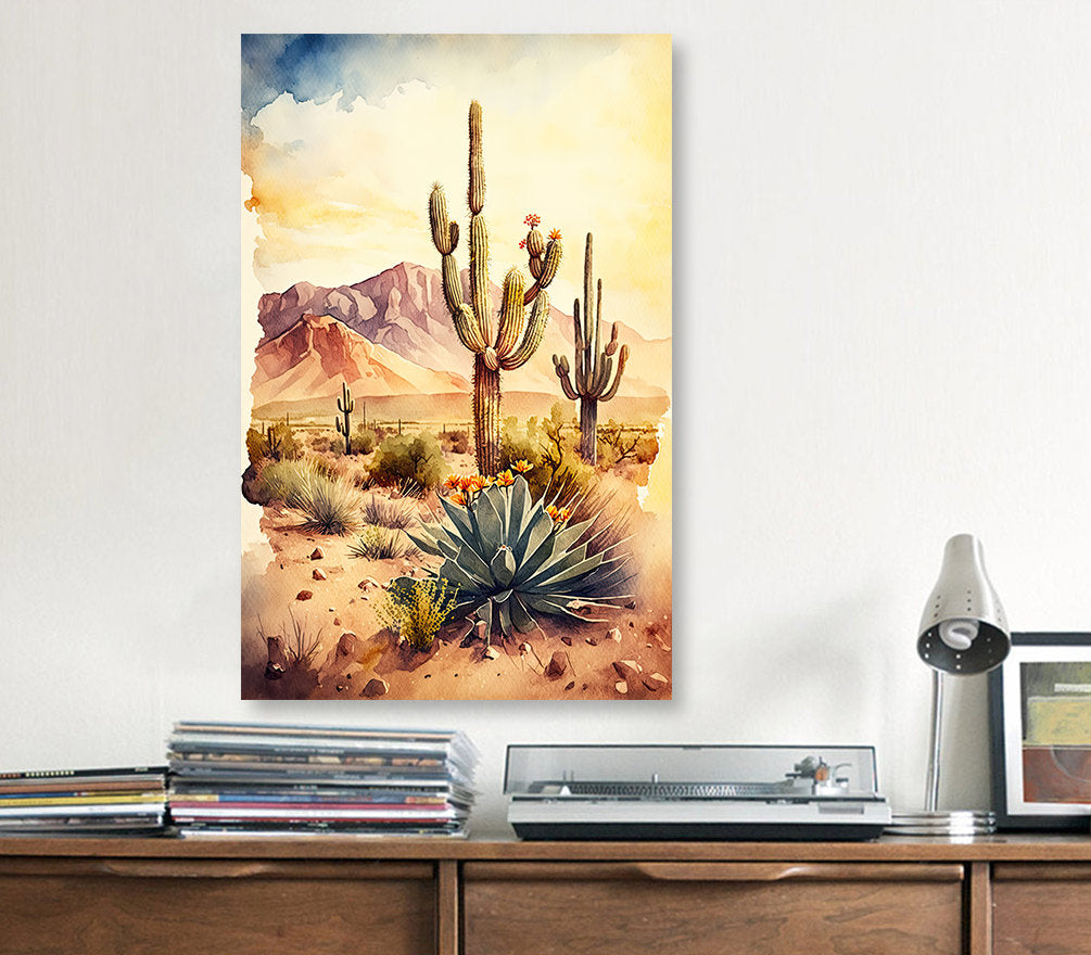 Desert Landscape Print Colorful Watercolor Wall Art Southwest Gift Saguaro Cactus Beautiful Nature Home Decor