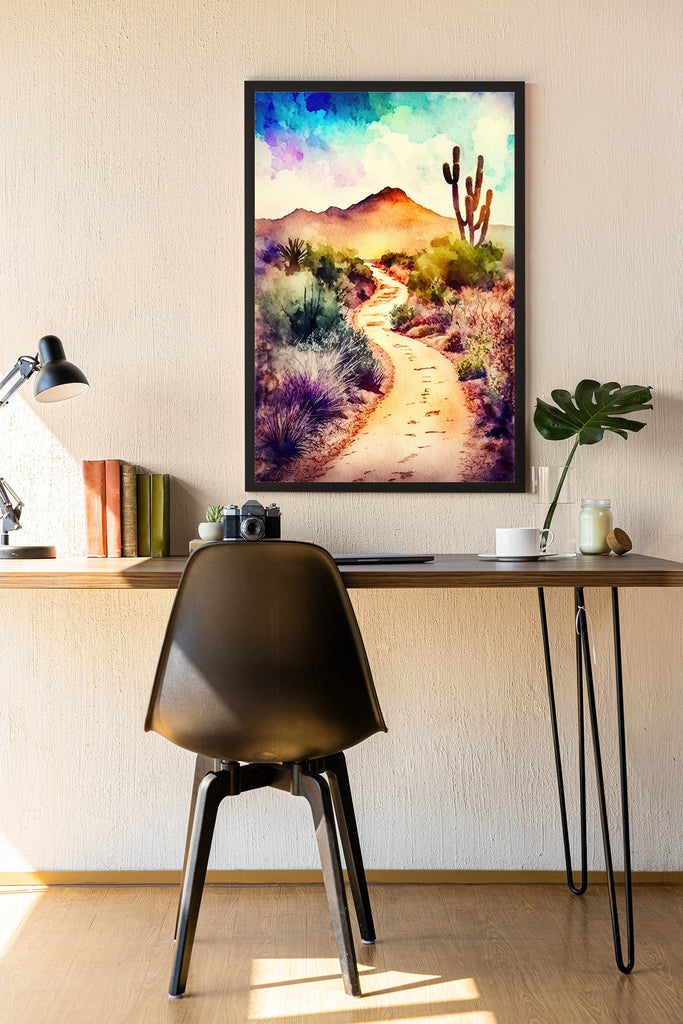 Desert Sunset Print Colorful Watercolor Wall Art Southwest Landscape Gift Saguaro Cactus Beautiful Nature Home Decor