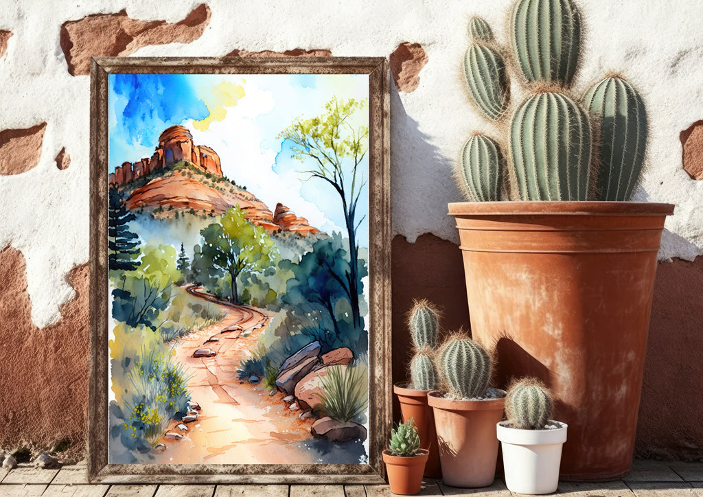 Watercolor Sedona Arizona Art Print Southwest Wall Art Landscape Gift Desert Home Western Decor