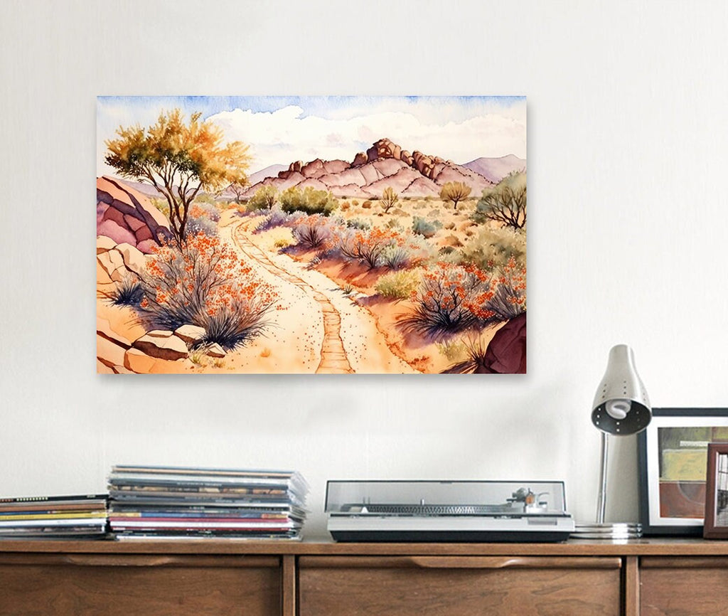 Desert Sunset Print Colorful Watercolor Wall Art Southwest Landscape Gift Saguaro Cactus Beautiful Nature Home Decor